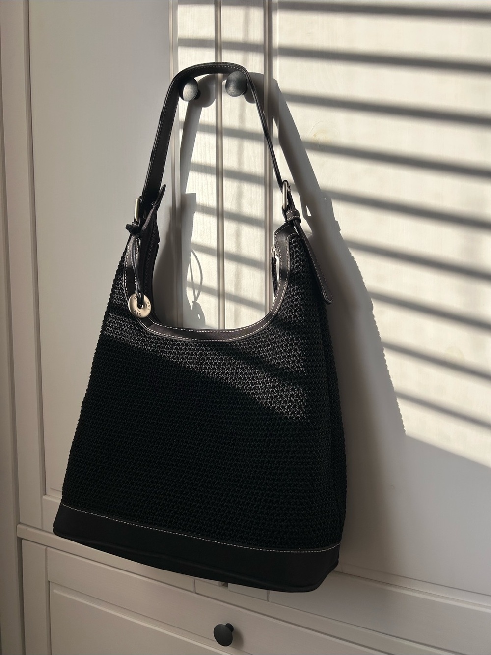 Black Woven Shoulder Bag - Women